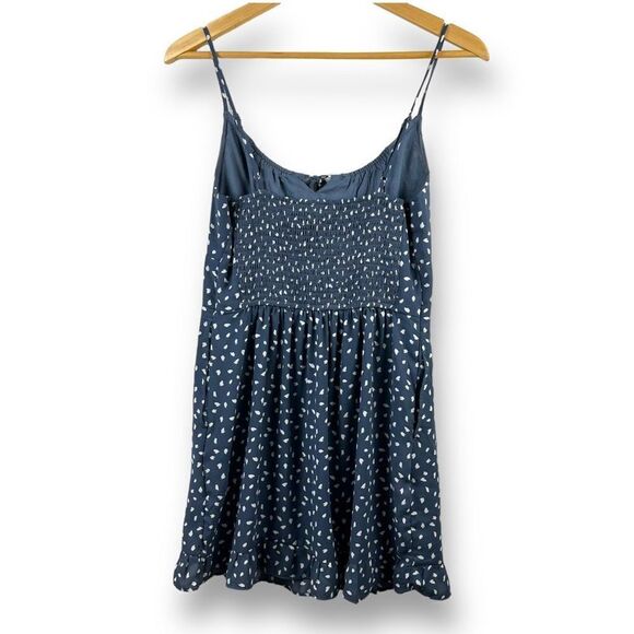 Abercrombie & Fitch slate blue print spaghetti strap mini dress size M - Picture 2 of 15